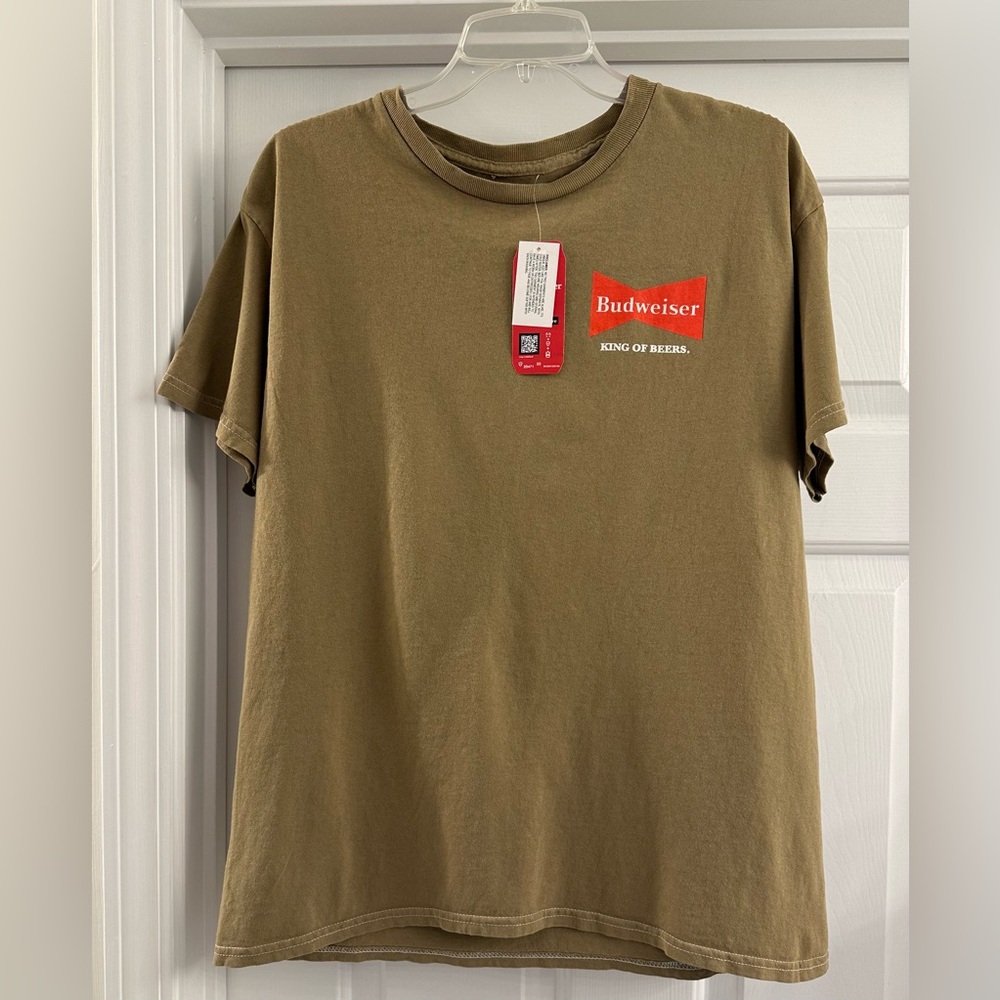 Budweiser King Of Beers  NWT T- Shirt Mustard For Men 100% Cotton Size L‎